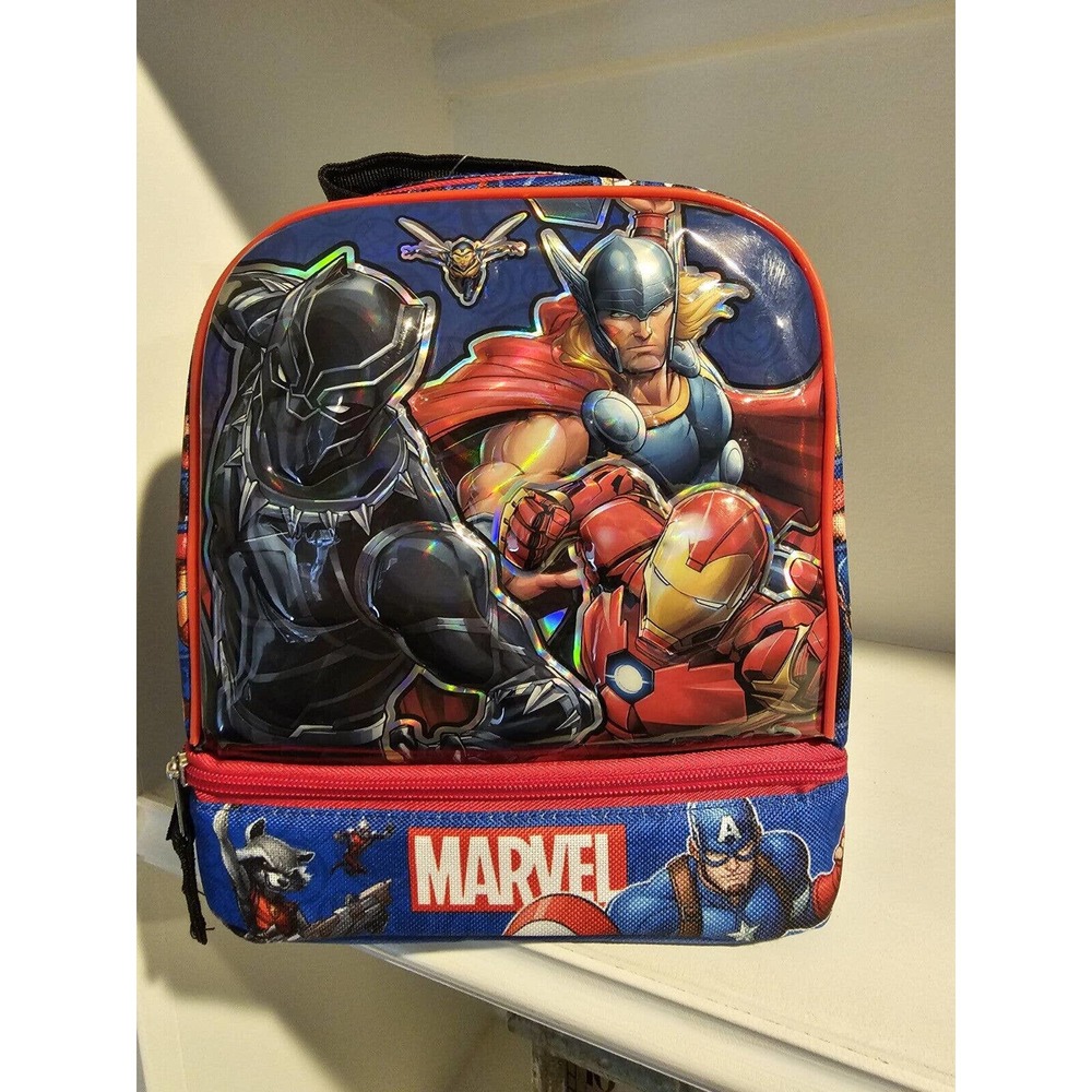 Marvel Kids Avengers Dual Compartment Drop Bottom Lunch Bag (Brand New)